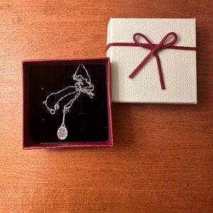 Diamond Tennis Racket 18" Pendant Necklace
